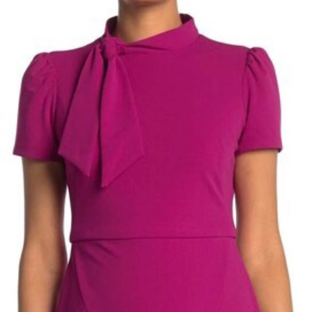 Maggy London Neck Tie Short Sleeve Sheath Dress (Petite)